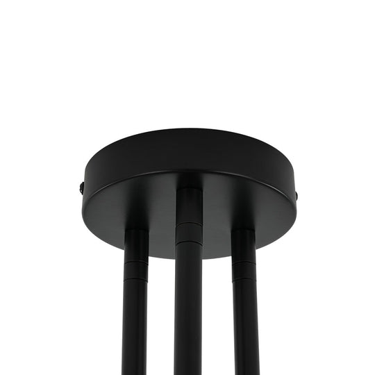 Pendantlightie - Modern 6 - Light Smoky Gray Glass Linear Sputnik Semi Ceiling Light - Semi Flush Mount - Black -