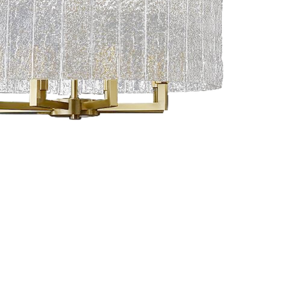 Pendantlightie - Modern 6 - Light Water Textured Glass Drum Chandelier - Chandeliers - Brass -