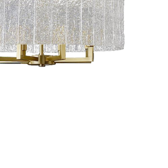 Pendantlightie - Modern 6 - Light Water Textured Glass Drum Chandelier - Chandeliers - Brass -