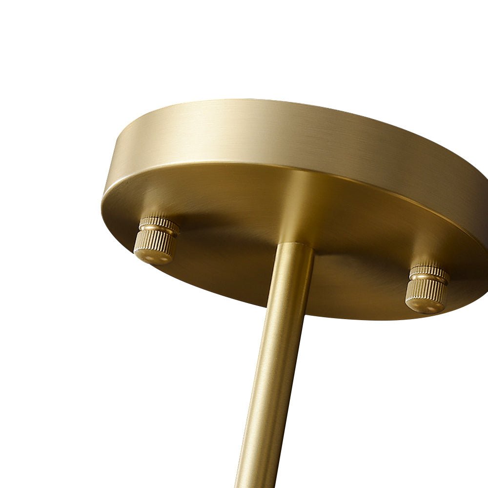 Pendantlightie - Modern 6 - Light Water Textured Glass Drum Chandelier - Chandeliers - Brass -