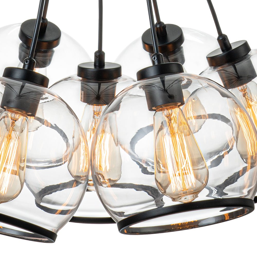 Pendantlightie - Modern 7 - Light Clear Cluster Glass Pendant Light - Pendants - Black -