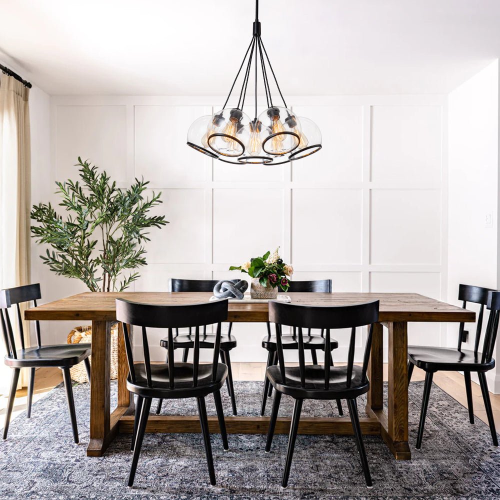 Pendantlightie - Modern 7 - Light Clear Cluster Glass Pendant Light - Pendants - Black -