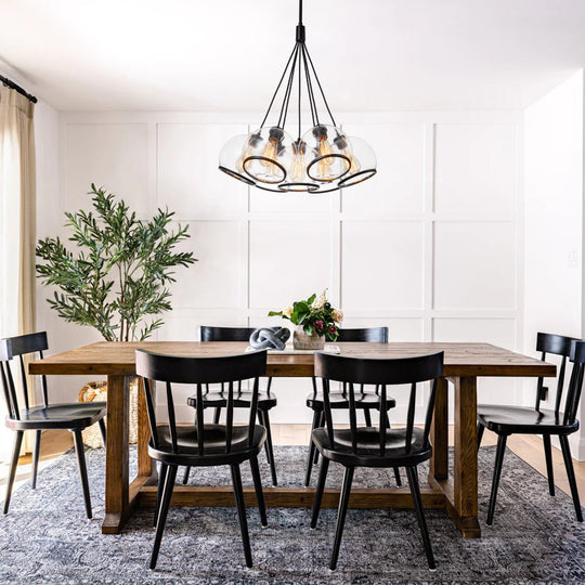 Pendantlightie - Modern 7 - Light Clear Cluster Glass Pendant Light - Pendants - Black -