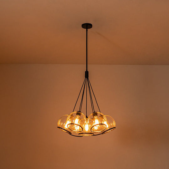 Pendantlightie - Modern 7 - Light Clear Cluster Glass Pendant Light - Pendants - Black -