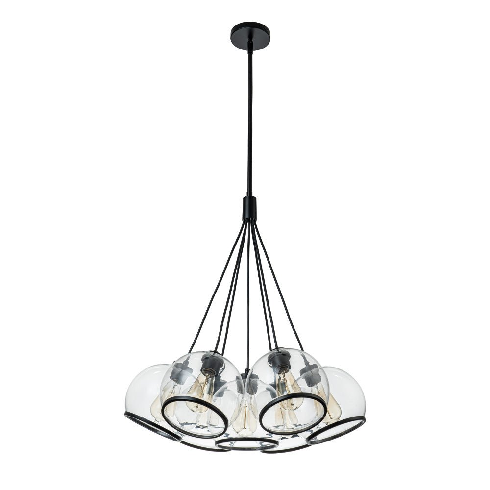 Pendantlightie - Modern 7 - Light Clear Cluster Glass Pendant Light - Pendants - Black -