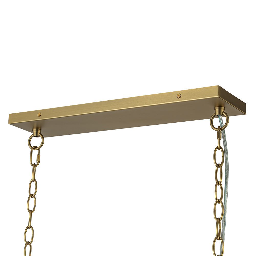 Pendantlightie - Modern 8 - Light Linear Ribbed Glass Bubble Tiered Island Chandelier - Chandeliers - Brass -