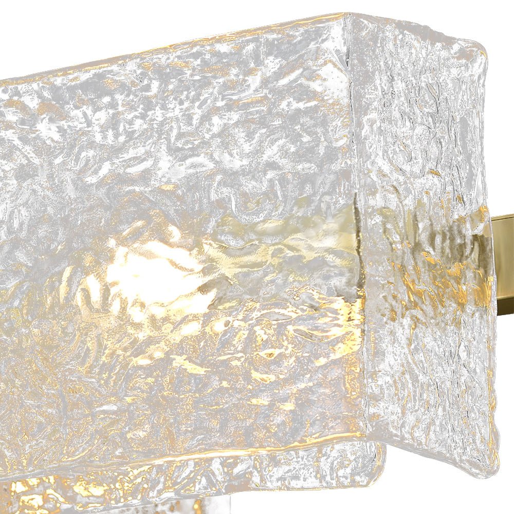 Pendantlightie - Modern 8 - Light Textured Glass Linear Shaded Chandelier - Chandeliers - Brass -