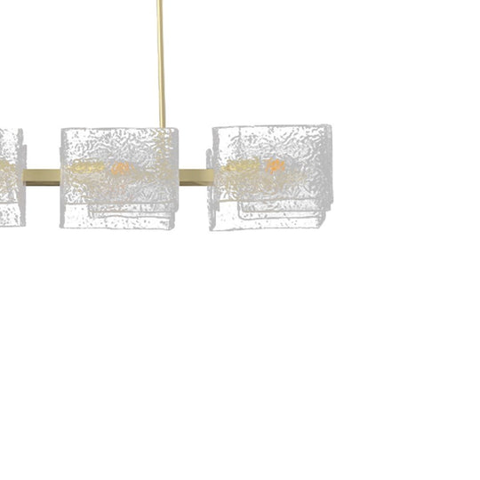 Pendantlightie - Modern 8 - Light Textured Glass Linear Shaded Chandelier - Chandeliers - Brass -