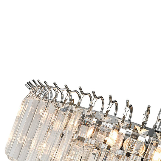 Pendantlightie - Modern 9 - Light Round Drum 3 - Tier Chandelier With Crystal - Chandeliers - Chrome -