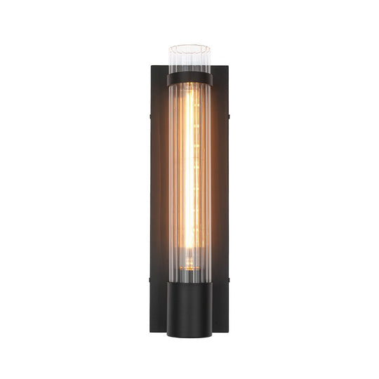 Pendantlightie - Modern Classical 1 - Light Fluted Cylinder Glass Vanity Sconce - Wall Light - Black -