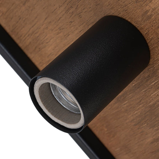 Pendantlightie - Modern Farmhouse 1 - Light Cage Square Pendant With Wood Accents - Pendants - Black -