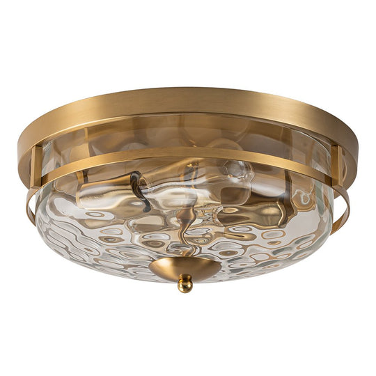 Pendantlightie - Modern Farmhouse 2 - Light Hammer Glass Shaded Round Ceiling Light - Flush Mount - Black -