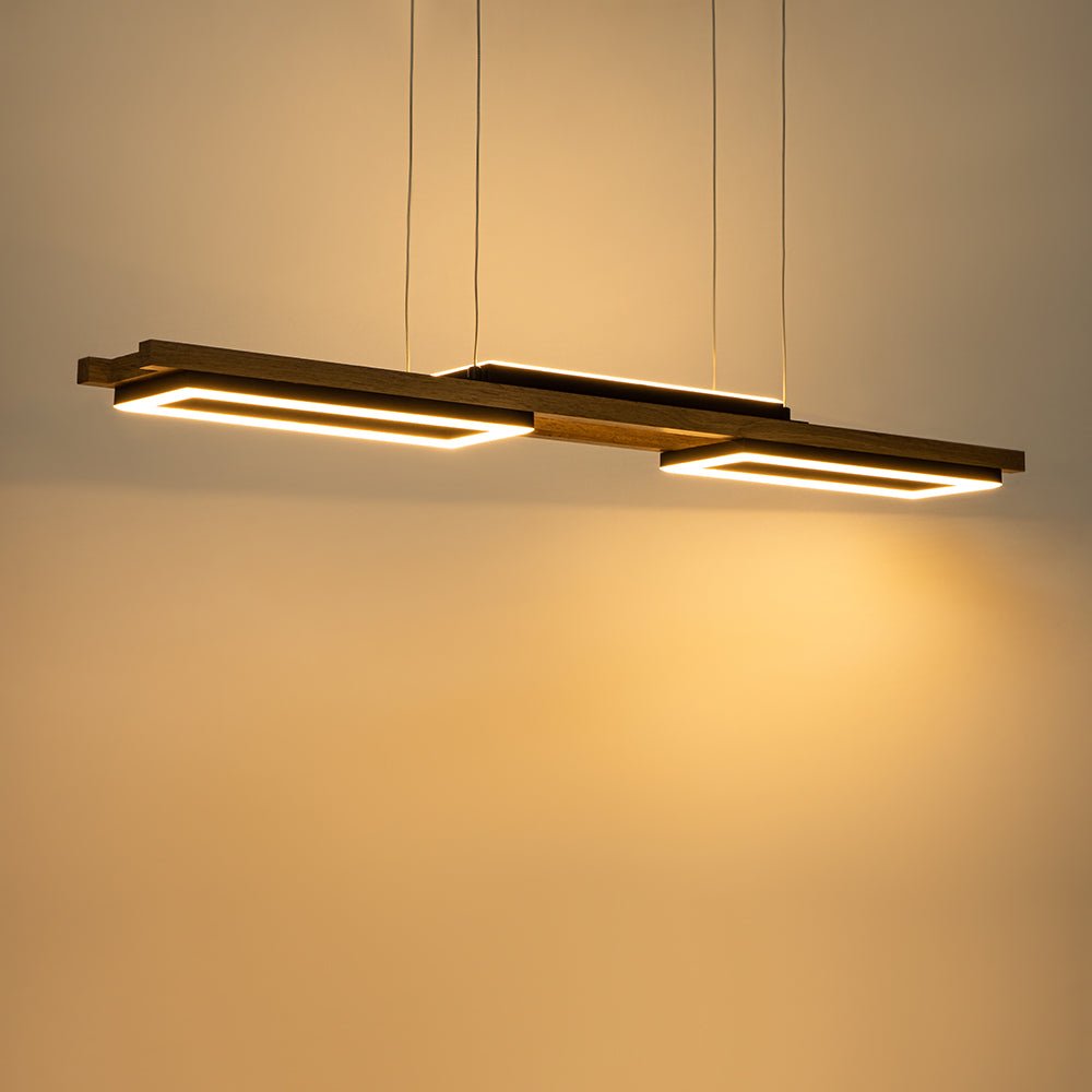 Pendantlightie - Modern Farmhouse 2 - Light Linear Led Rectangle Wood Pendant Light - Pendants - Warm White Light -