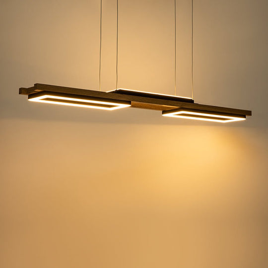 Pendantlightie - Modern Farmhouse 2 - Light Linear Led Rectangle Wood Pendant Light - Pendants - Warm White Light -