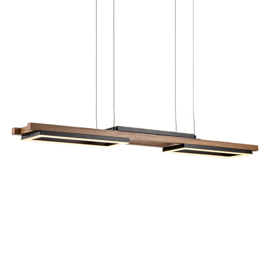 Pendantlightie - Modern Farmhouse 2 - Light Linear Led Rectangle Wood Pendant Light - Pendants - Warm White Light -