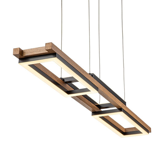 Pendantlightie - Modern Farmhouse 2 - Light Linear Led Rectangle Wood Pendant Light - Pendants - Warm White Light -