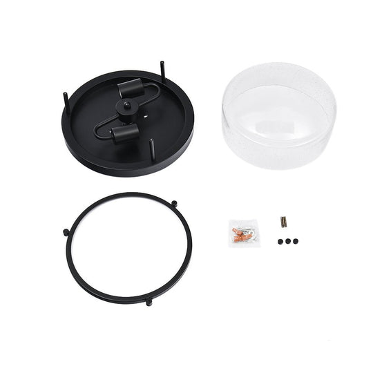 Pendantlightie - Modern Farmhouse 2 - Light Seeded Drum Glass Flush Ceiling Light - Flush Mount - Black -