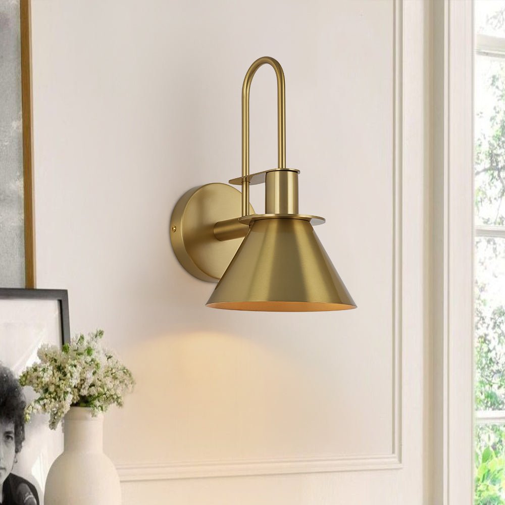 Pendantlightie - Modern Industrial 1 - Light Cone Wall Light For Bedside - Wall Light - Brass -