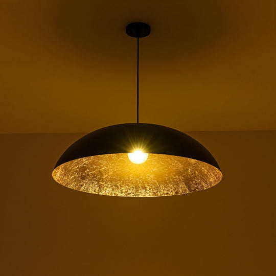 Pendantlightie - Modern Industrial 1 - Light Metal Large Dome Pendant Light - Pendants - Black -