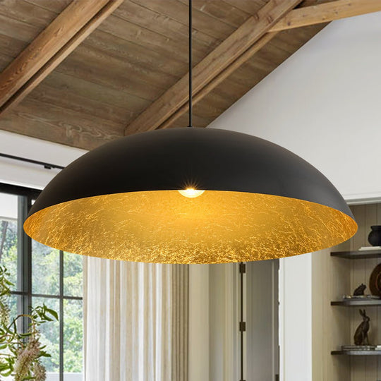 Pendantlightie - Modern Industrial 1 - Light Metal Large Dome Pendant Light - Pendants - Black -
