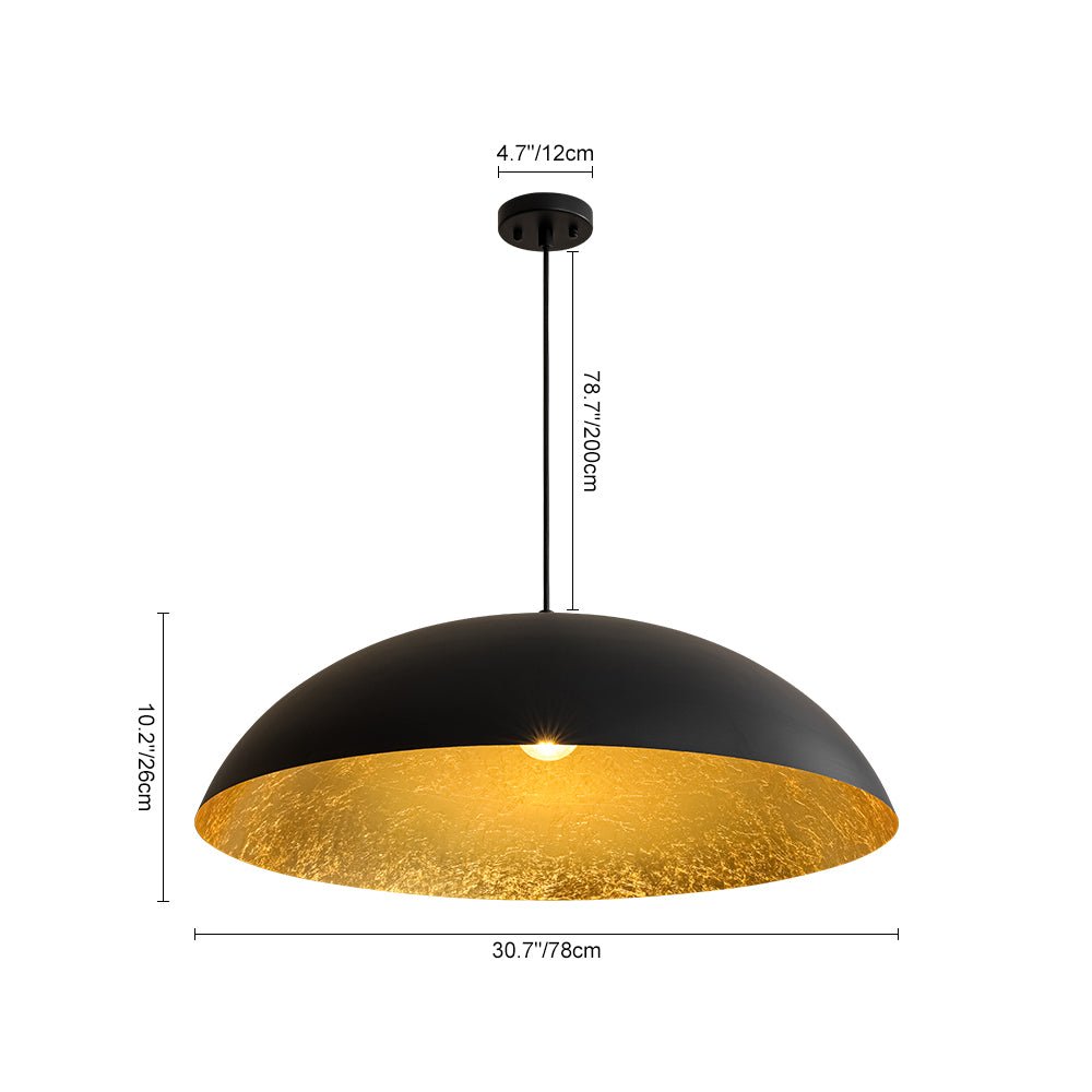 Pendantlightie - Modern Industrial 1 - Light Metal Large Dome Pendant Light - Pendants - Black -
