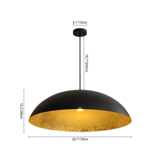 Pendantlightie - Modern Industrial 1 - Light Metal Large Dome Pendant Light - Pendants - Black -