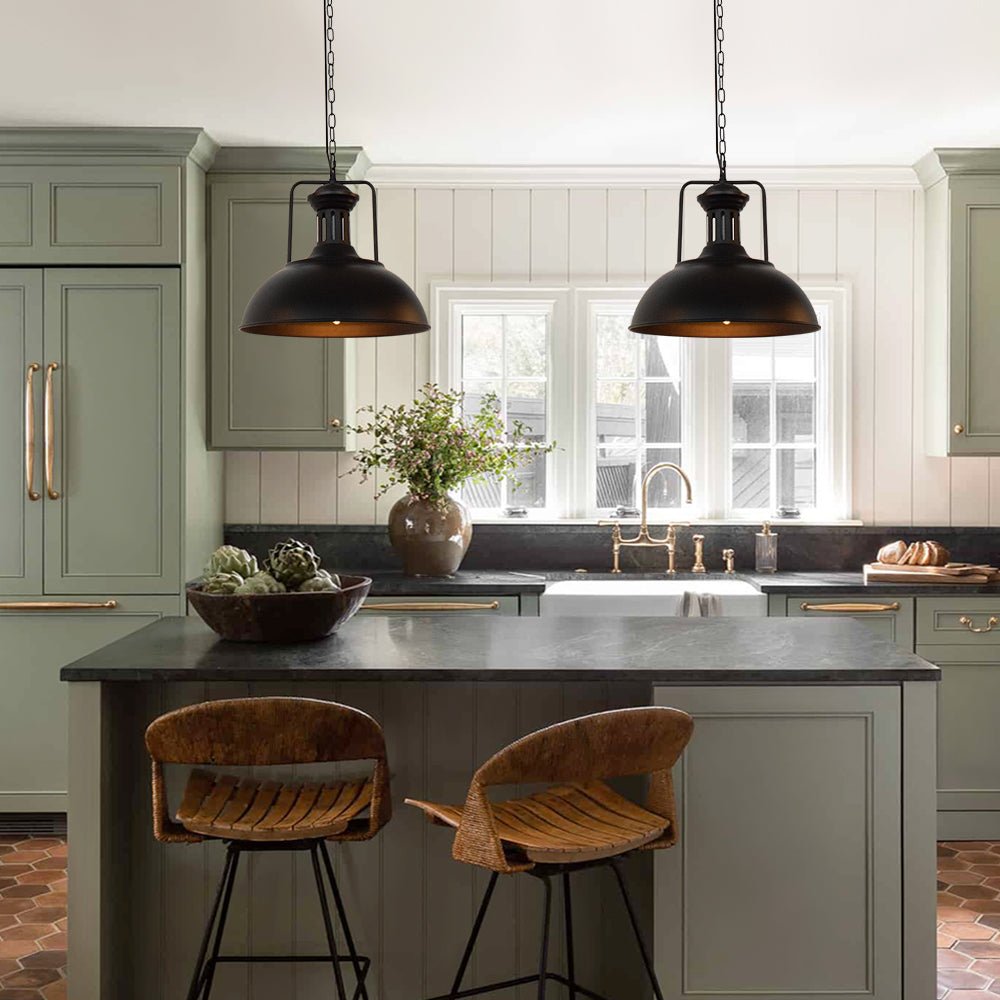 Pendantlightie - Modern Industrial 1 - Light Metal Single Dome Pendant Light - Pendants - Black -