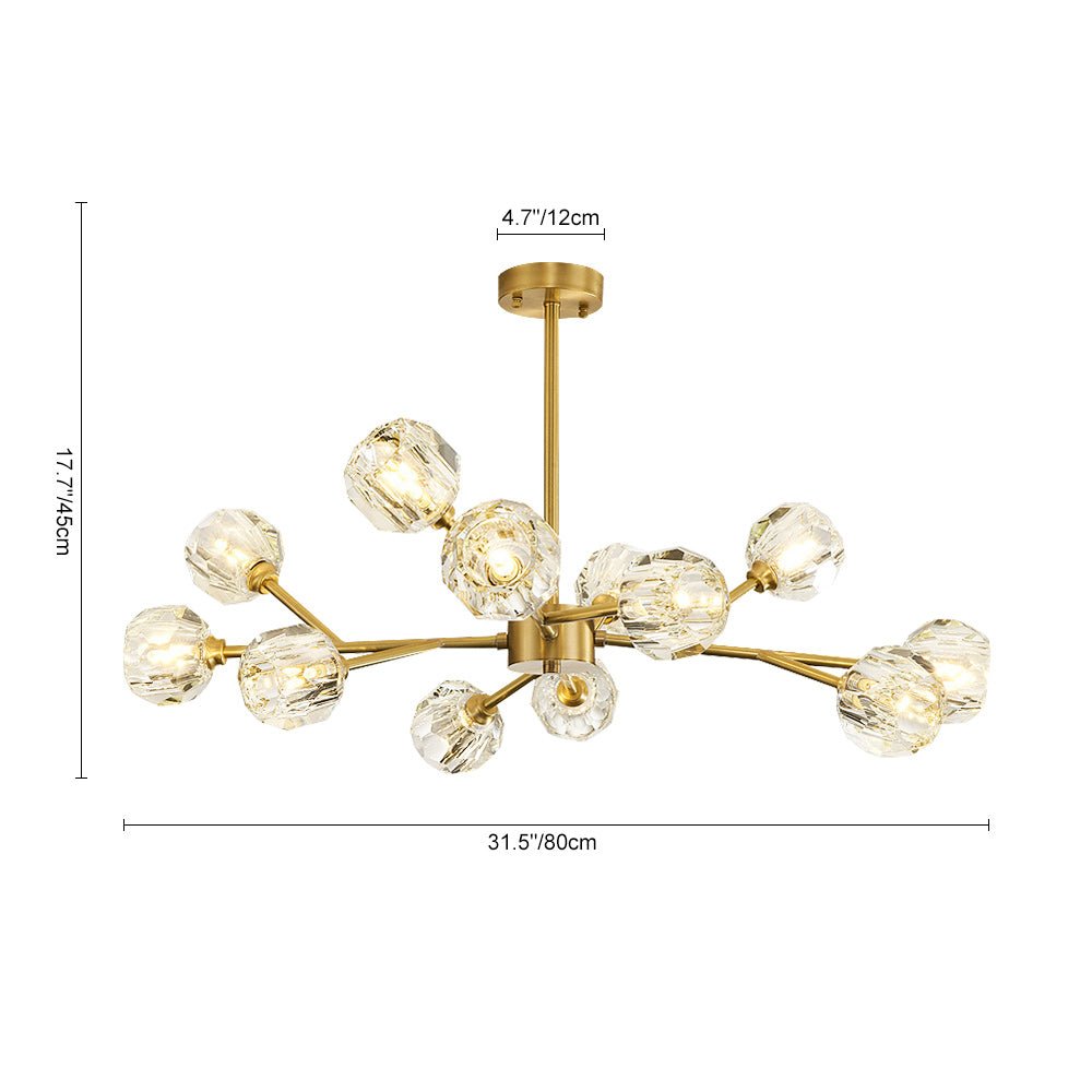 Pendantlightie - Modern Luxury 12 - Light Sputnik Crystal Chandelier - Chandeliers - Brass -