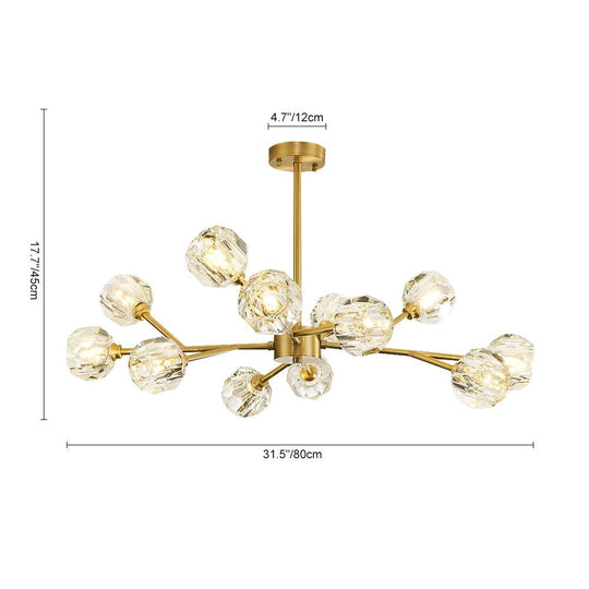Pendantlightie - Modern Luxury 12 - Light Sputnik Crystal Chandelier - Chandeliers - Brass -