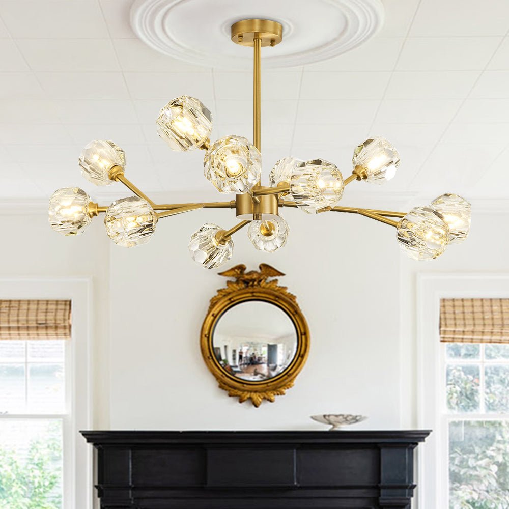 Pendantlightie - Modern Luxury 12 - Light Sputnik Crystal Chandelier - Chandeliers - Brass -