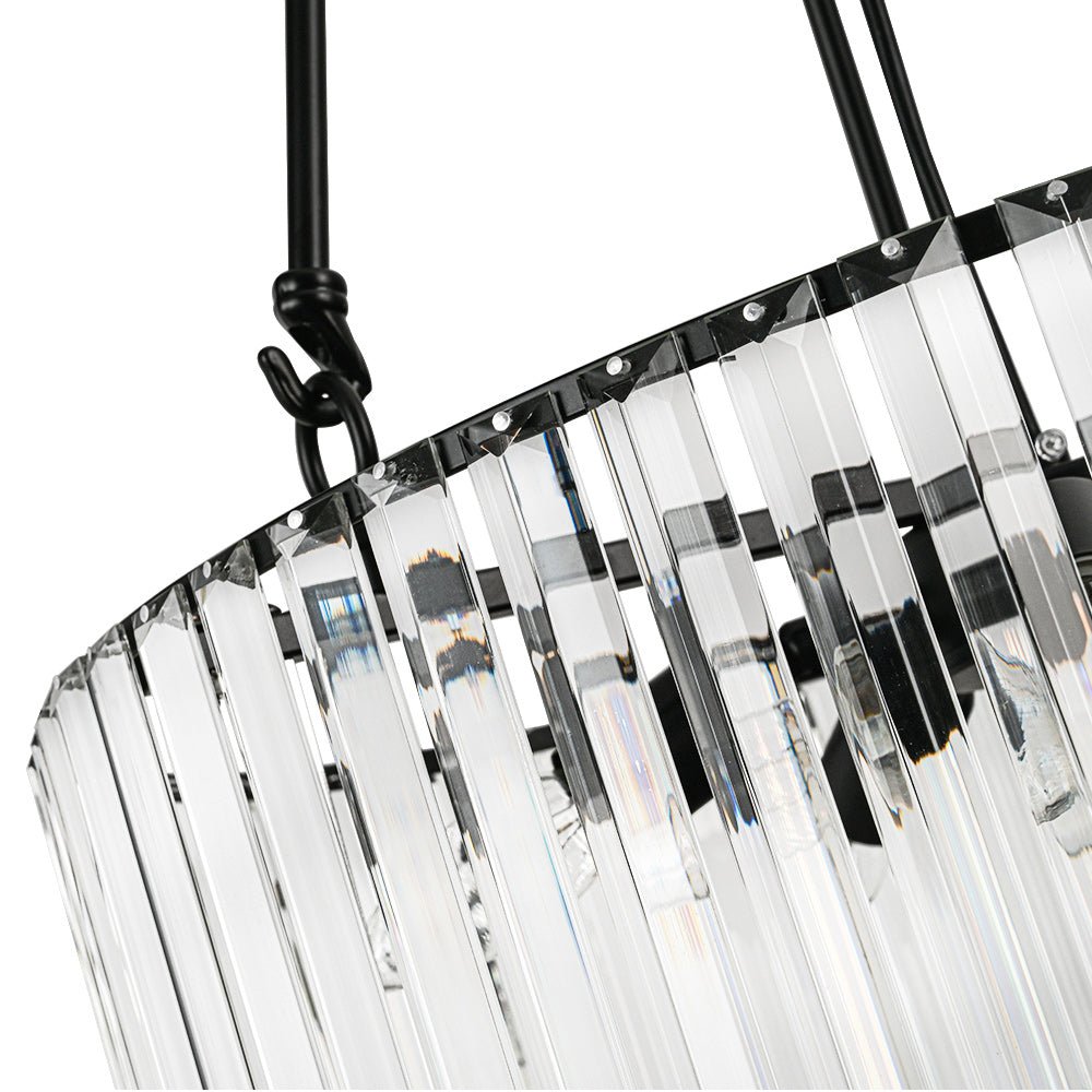Pendantlightie - Modern Luxury 6 - Light Crystal Drum Chandelier With Adjustable Rods - Chandeliers - Black -