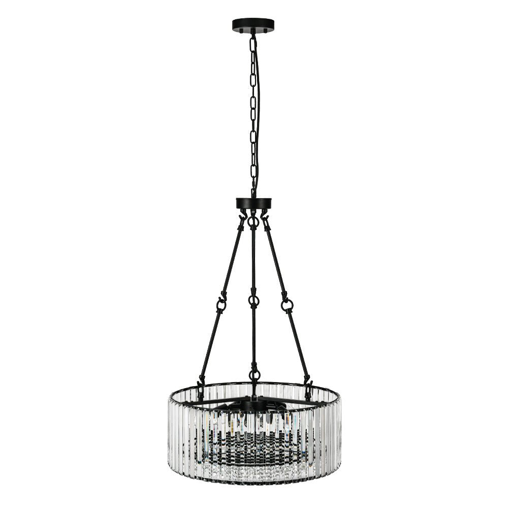 Pendantlightie - Modern Luxury 6 - Light Crystal Drum Chandelier With Adjustable Rods - Chandeliers - Black -