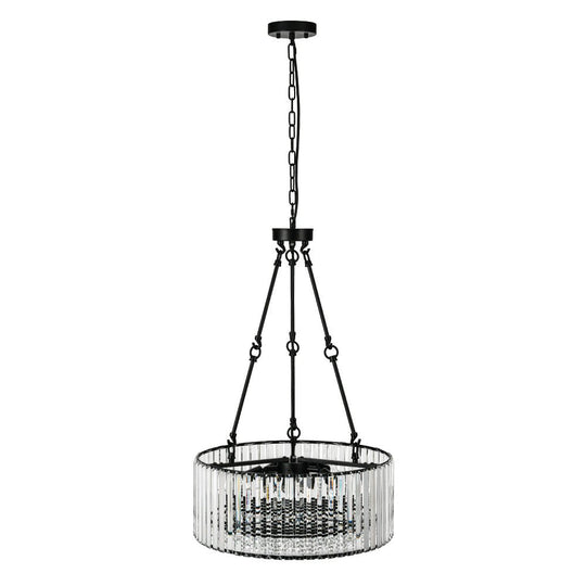 Pendantlightie - Modern Luxury 6 - Light Crystal Drum Chandelier With Adjustable Rods - Chandeliers - Black -