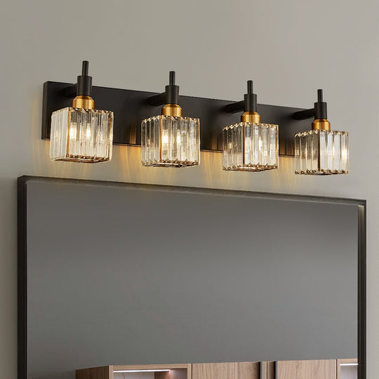 Pendantlightie-Modern Luxury Bathroom Crystal Wall Light-Wall Light-Black+Gold-4Lt
