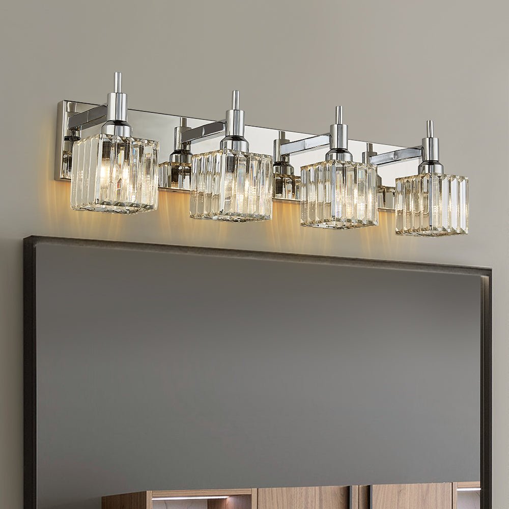 Pendantlightie-Modern Luxury Bathroom Crystal Wall Light-Wall Light-Chrome-4Lt
