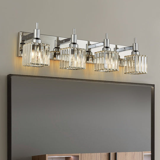 Pendantlightie-Modern Luxury Bathroom Crystal Wall Light-Wall Light-Chrome-4Lt