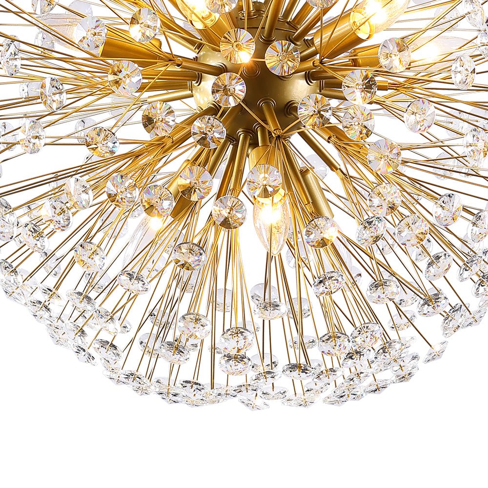 Pendantlightie - Modern Mid - Century 12 - Light Sputnik Crystal Firework Globe Chandelier - Chandeliers - Gold -