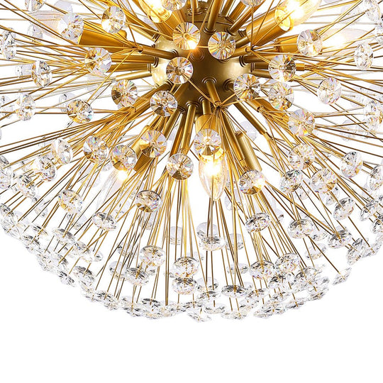 Pendantlightie - Modern Mid - Century 12 - Light Sputnik Crystal Firework Globe Chandelier - Chandeliers - Gold -