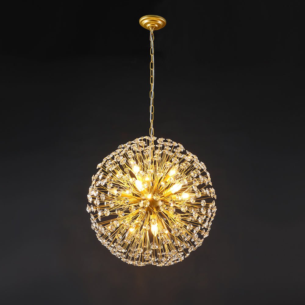 Pendantlightie - Modern Mid - Century 12 - Light Sputnik Crystal Firework Globe Chandelier - Chandeliers - Gold -