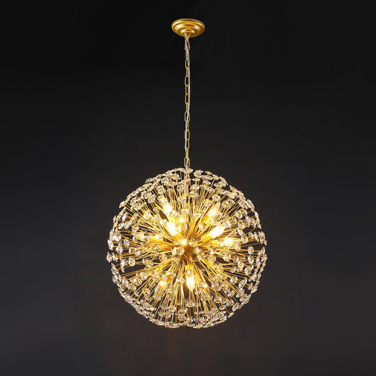 Pendantlightie - Modern Mid - Century 12 - Light Sputnik Crystal Firework Globe Chandelier - Chandeliers - Gold -