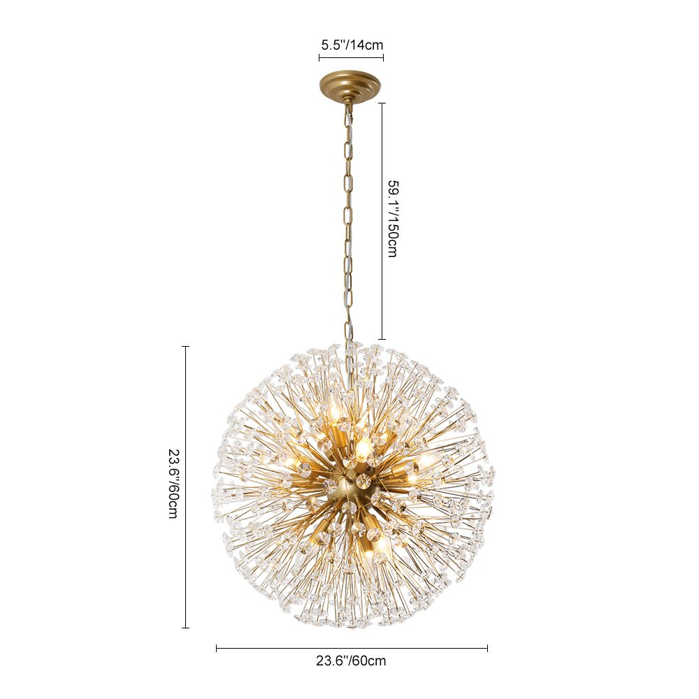 Pendantlightie - Modern Mid - Century 12 - Light Sputnik Crystal Firework Globe Chandelier - Chandeliers - Gold -