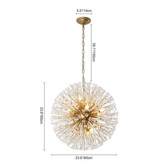 Pendantlightie - Modern Mid - Century 12 - Light Sputnik Crystal Firework Globe Chandelier - Chandeliers - Gold -