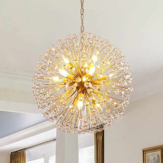 Pendantlightie - Modern Mid - Century 12 - Light Sputnik Crystal Firework Globe Chandelier - Chandeliers - Gold -