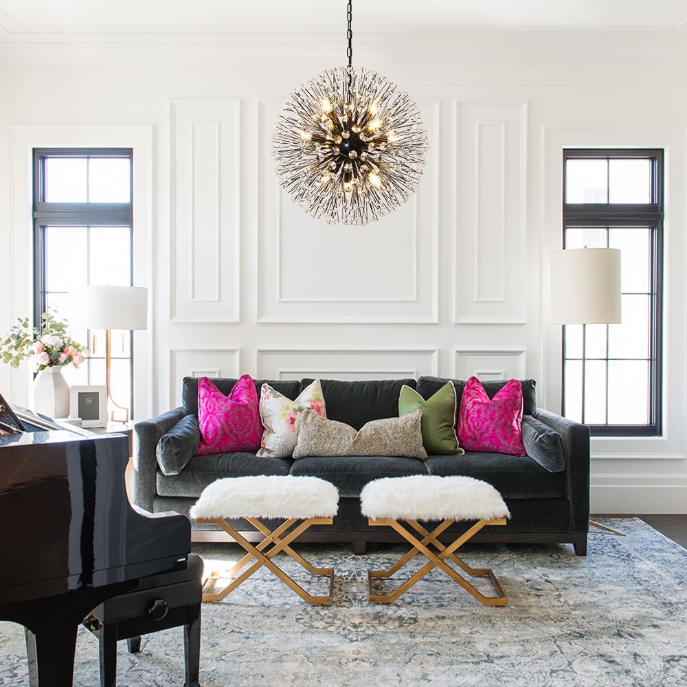 Pendantlightie - Modern Mid - Century 12 - Light Sputnik Crystal Firework Globe Chandelier - Chandeliers - Gold -