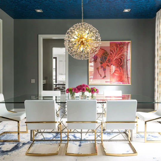 Pendantlightie - Modern Mid - Century 12 - Light Sputnik Crystal Firework Globe Chandelier - Chandeliers - Gold -