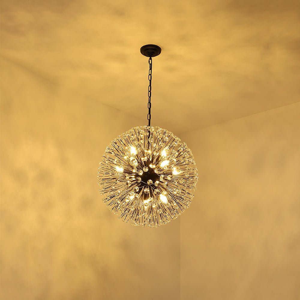 Pendantlightie - Modern Mid - Century 12 - Light Sputnik Crystal Firework Globe Chandelier - Chandeliers - Gold -
