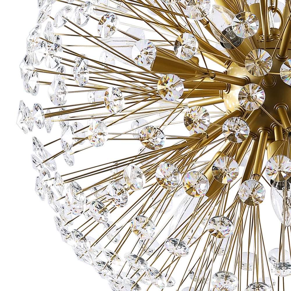 Pendantlightie - Modern Mid - Century 12 - Light Sputnik Crystal Firework Globe Chandelier - Chandeliers - Gold -