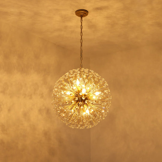 Pendantlightie - Modern Mid - Century 12 - Light Sputnik Crystal Firework Globe Chandelier - Chandeliers - Gold -