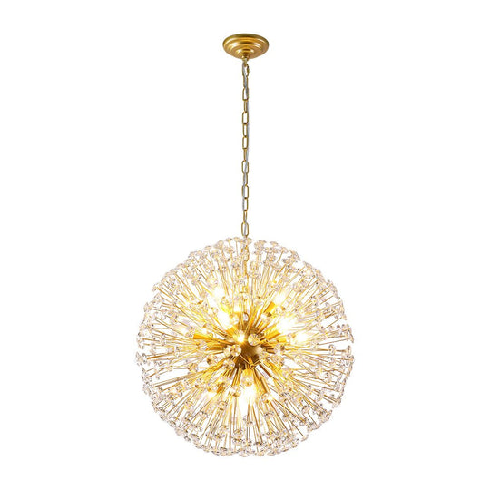 Pendantlightie - Modern Mid - Century 12 - Light Sputnik Crystal Firework Globe Chandelier - Chandeliers - Gold -
