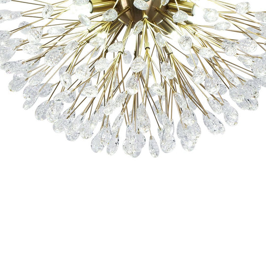 Pendantlightie - Modern Mid - Century 5 - Light Crystal Firework Flower Semi Flush Mount - Semi Flush Mount - Gold -